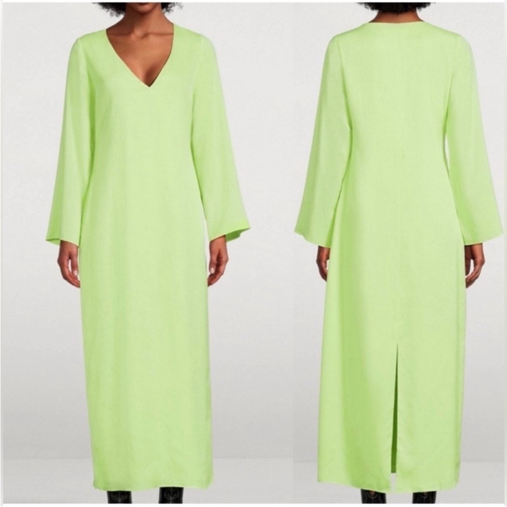NWT Mara Hoffman Naliyah Neon Green Lime V Neck
Midi Dress